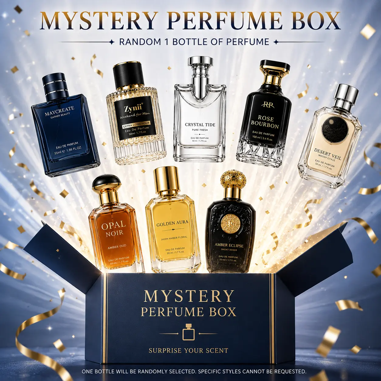 Random 1pc Men's Perfume, Various Light Luxury Glass Bottles, Featuring Woody, and Smoky Spicy Notes, Long-Lasting Eau De Parfum Spray with Elegant Gift Box Packaging, Creates a Confident and Sophisticated Masculine Style, Parties and Holiday Gifts.