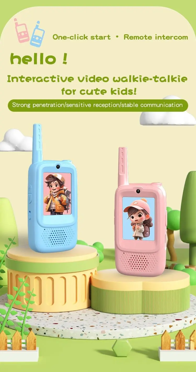 2-Piece Kids' Rechargeable Video Walkie Talkies Pair Pack - Handheld Video Intercom, Indoor and Outdoor Use, Christmas/New Year Gift for Boys/Girls Ages 3-12, Family Games Essential, Back-to-School Present,sohochic