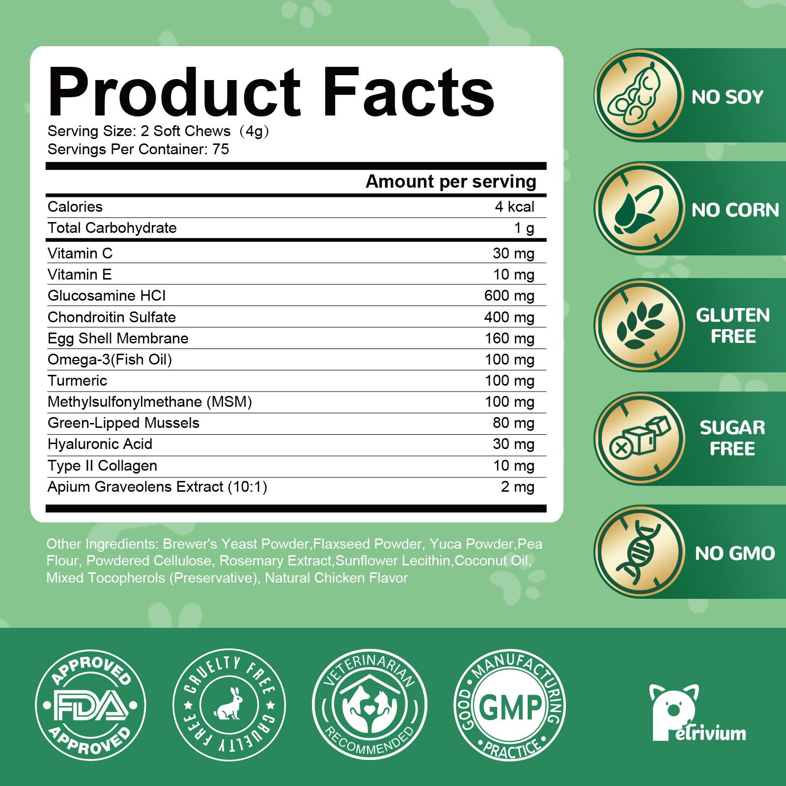 Hip & Joint Care Chews-Dog Joint Supplement for Mobility-Chicken Flavor,All Age&Breeds