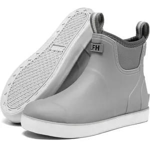 Women's Deck Boots, Waterproof Ankle Rain Boots Featuring Anti-Slip Traction, Suitable for Outdoor Activities Such as Boating, Camping, Farming, and Gardening – Ideal Footwear for Women Seeking Durability and Comfort in Wet Conditions Bridal Black Walking