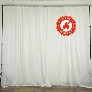 2 Pack 5ftx10ft Ivory Chiffon Backdrop Drape Curtains, Durable Flame Resistant Sheer Organza Event Divider Panels With Rod Pockets