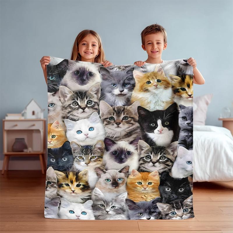 Cute Cat Pattern Blanket, Soft Comfortable Throw Blanket, Air-conditioned Room Blanket, Warm Nap Blanket for Home & Office, Fluffy Blanket Cute Cat Pattern Blanket, Soft Comfortable Throw Blanket, Air-conditioned Room Blanket, Warm Nap Blanket for Home & Office, Fluffy Blanket