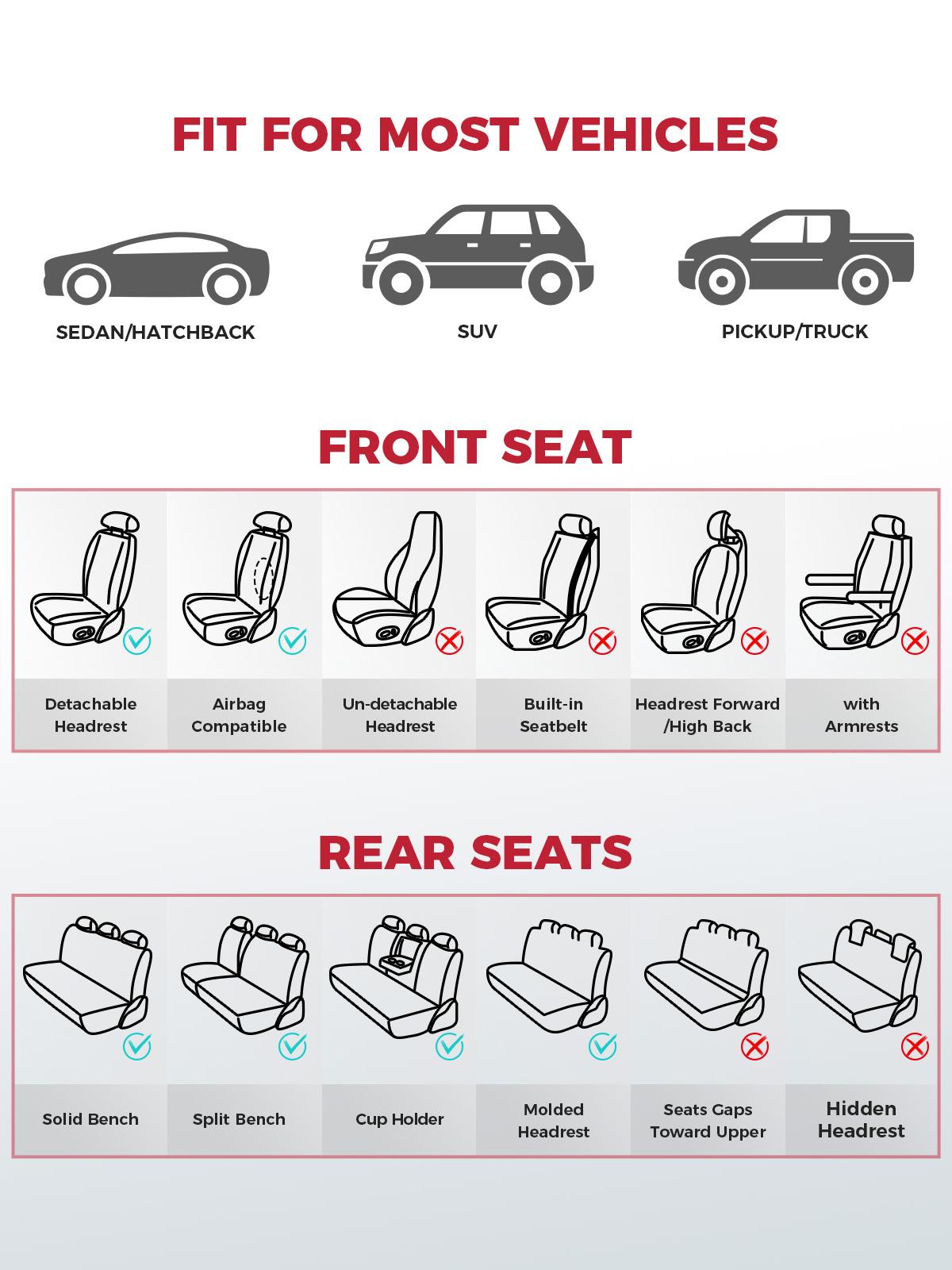 FREESOO Universal Car Seat Cover, Fits 6000+ Vehicles, Waterproof Breathable Leather, Full Set and Front Seat Covers for Sale | F2