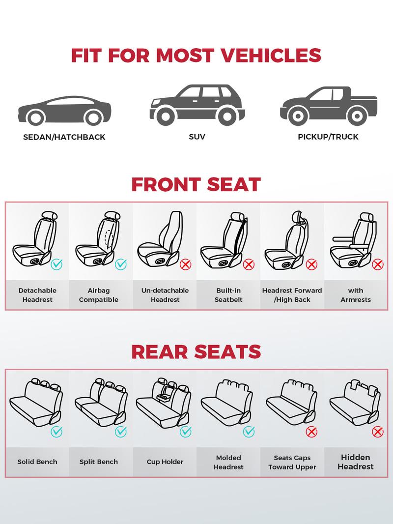 FREESOO Universal Car Seat Cover, Fits 6000+ Vehicles, Waterproof Breathable Leather, Full Set and Front Seat Covers for Sale | F2