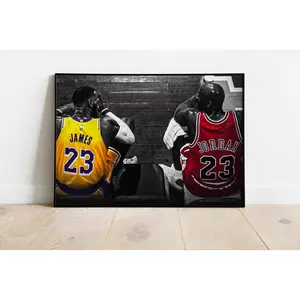 Lebron James Michael Jordan The GOATS Wall Art Unframed, Home Decor, Decor Home