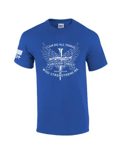 Mens Christian I Can Do All Things Through Christ Philippians 4:13 Short Sleeve T-shirt Graphic Tee Classic Menswear