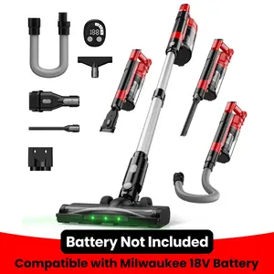 【No Batteries】 350W Cordless Vacuum Cleaner for Milwaukee M18 Battery/for Dewalt 20v Battery/ for Makita 18V Battery, 35kPa Brushless Lightweight Stick Vacuum with 3 Mode Suction, 6 in 1 Stick Vacuum Cleaner with HEPA TOr Floor, Carpet, Car