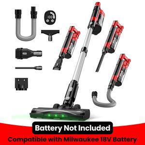 【Father's Day Gifts】 350W Cordless Vacuum Cleaner for Milwaukee M18 Battery/for Dewalt 20v Battery/ for Makita 18V Battery, 35kPa Brushless Lightweight Stick Vacuum with 3 Mode Suction, 6 in 1 Stick Vacuum Cleaner with HEPA TOr Floor, Carpet, Car