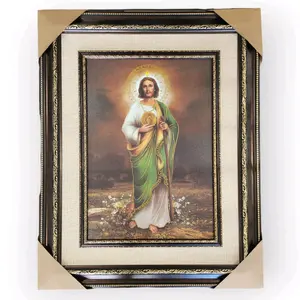 San Judas 30"widex36"tall Brown Tone Frame Fino Fancy Imagen Image Cuadro Saint Jude Thaddeus San Juditas Tadeo