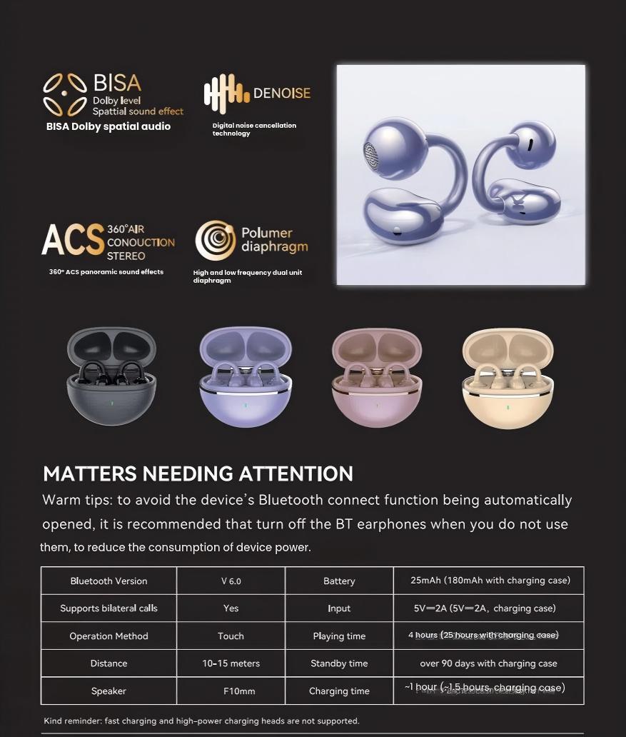 Sparkly Butterfly Ear Cuffs Earbuds - Wireless Bluetooth Open Ear Clip-on Headphones - Coquette Y2K Jewelry Gift