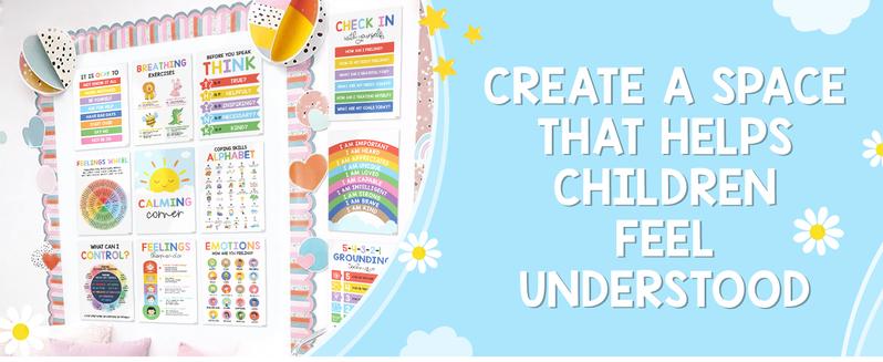 12 Pcs Preschool Mental Health Posters – Laminated Feelings Wheel & Emotion Regulation Charts (10x14) | Calm Corner Decor for Home, Classroom & Therapy Office | SEL Wall Decor to Help Kids Manage Big Feelings