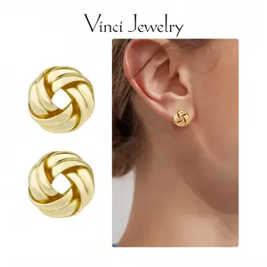 14K Gold Plated S925 Stud Earrings Elegant Love Knot Design 925 Sterling Silver Earrings Gift for Women for Daily Wear