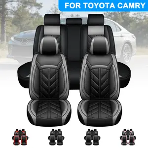 Fit For Toyota Camry LE SE 2011-2022 5 Seat Covers Front Rear Full Set Luxury PU Leather Car Seat Cover Cushion Protector Waterproof Wear Resistant Breathable Seat Protectors For All Season Auto Decoration Accessories