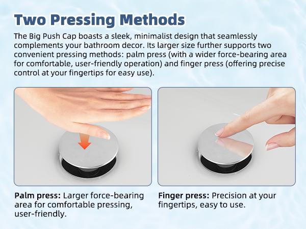 Hibbent Universal 3-in-1 Bathroom Sink Strainer  Universal Pop Up Sink Stopper with Big Push Cap Anti-Clogging Metal Filter Basket,Sink Plug with Hair Catcher for 1.1''~2.36'' Basin, Chrome