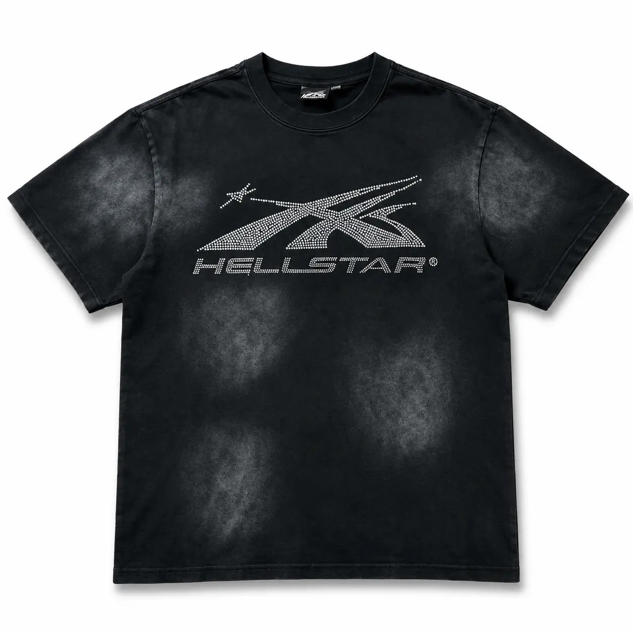 Hellstar Y2K Rhinestone Graphic T-Shirt, 100% Heavyweight Cotton Oversized Streetwear Tee for Men Women, Washed Vintage Hip Hop Short Sleeve Shirt, Bold Front Back Print
