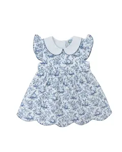 Navy Easter Toile Girl Dress
