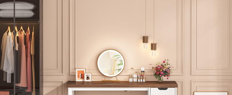 Tribesigns 47 inches Vanity Desk with 5 Drawers, Rustic Brown Makeup Vanity Table Dressing Table with Storage, Modern Simple Computer Desk for Women, Girls nailtechdesk