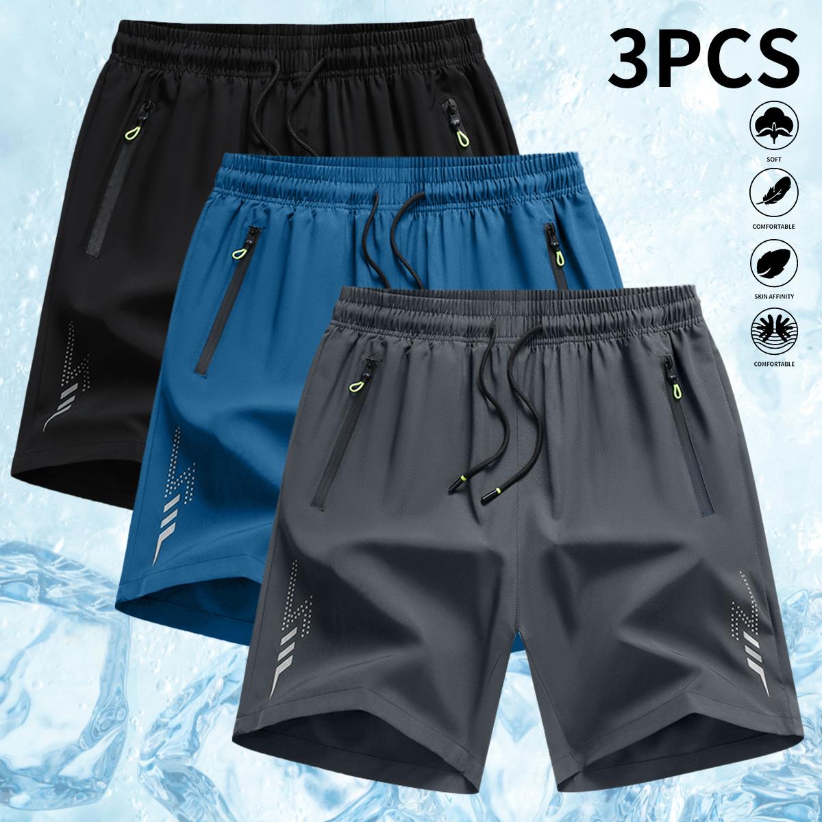 Men&rsquo;s Casual Shorts &mdash; Zipper Pockets, Stretch Fabric, Lightning Stripes, Vertical Ribbed Details, Preppy Fitness Style, Perfect for Spring/Summer