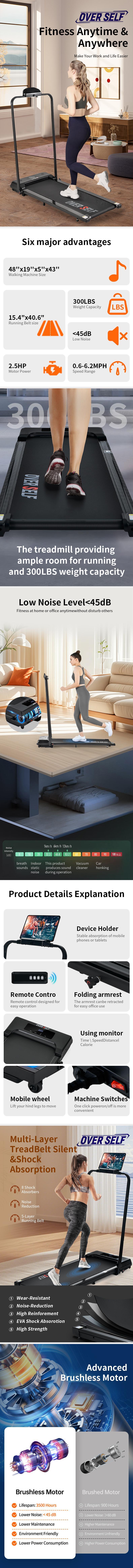 OVER SELF Walking pad Treadmill, 6.2MPH Portable Folding Treadmill with Handle Remote Control, Under Desk Treadmill Easy Storage Home Gym Fitness Equipment Workout Gear OVER SELF Walking pad Treadmill, 6.2MPH Portable Folding Treadmill with Handle Remote Control, Under Desk Treadmill Easy Storage Home Gym Fitness Equipment Workout Gear