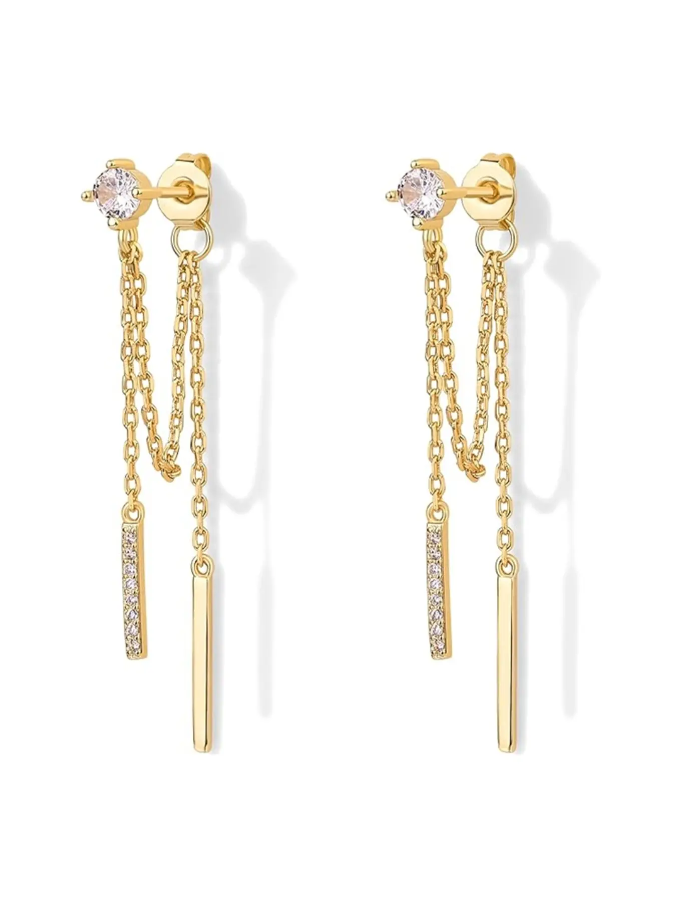 Drop Dangle Chain Earrings for Women Chain Dangles Dangling Chain Studs Cubic Zirconia Ball Cz Earrings Threader Earscapes Earrings Versatile Earrings High Quality Earrings Fashion Jewelry Gift Fashionable Jewelry