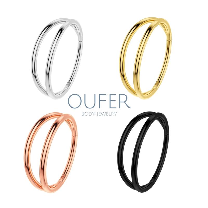 Oufer 20G Hinged Segment Double Rows Nose Nostril Piercing Hoop Ring Helix Conch Lobe Cartilage Hoop Ring 5mm-12mm Elegant Design