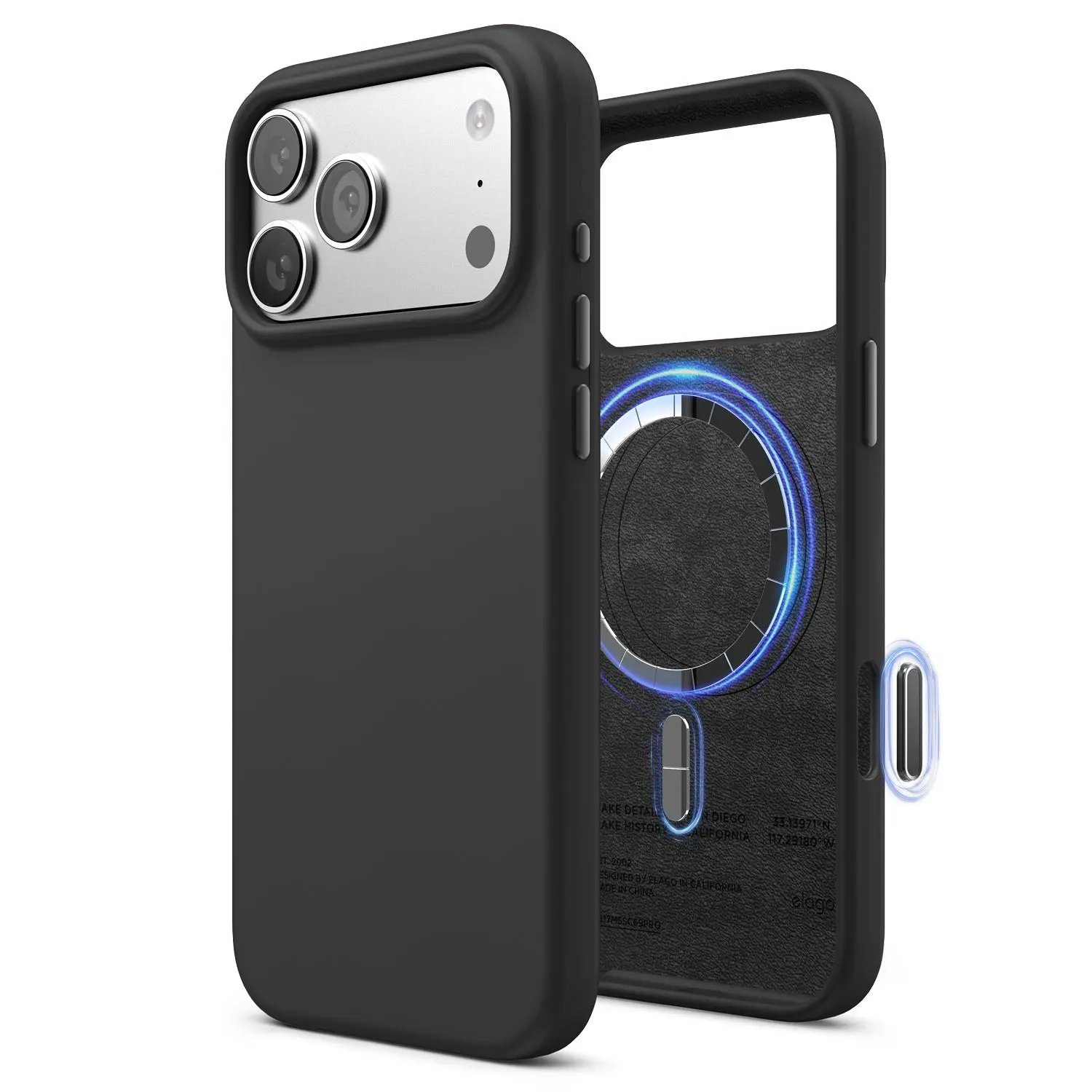 [elago Official] Magnetic Silicone iPhone 17 Pro Max Case - MagSafe Compatible, Premium Liquid Silicone, Soft Suede Lining, Shockproof Drop Protection, Precise Button Fit, Smooth Comfortable Grip, Mobile Phone Accessory, Protector, Accessories