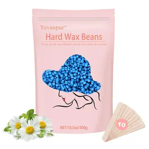 Hard Wax Beads for Hair Removal, Yovanpur Wax Beads for Sensitive Skin, Har Wax Beans for Coarse Hair, Waxing beads for Face, Eyebrow, Body, Bikini, Brazilian At Home 300g (10.5 Oz)/bag (Blue)