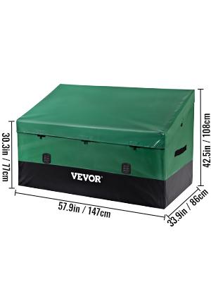 VEVOR Outdoor Storage Box, TikTokShopBlackFriday, 100/150/230 Gallon Waterproof PE Tarpaulin Deck Box w/Galvanized Frame, All-Weather Protection & Portable, for Camping, Garden, Poolside, and Yard, Black & Green Organiser