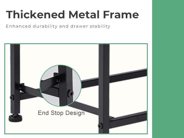 2 Drawers Nigtstand for Bedroom, Tall Chest Organizer with Fabric Bins, Steel Frame, Black