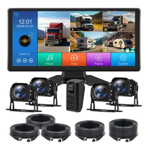 VEKOOTO EH5 Backup Camera System with 10.36" IPS 5-Channel Touch Screen Monitor Rear Side View 5 AHD Camera DVR Recording Backup Heavy Duty Camera for Truck Bus RV Trailer Semi Box