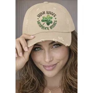 Irish Kisses Shamrock Wishes Hat | St Patrick’s Day Hat | Lucky Shamrock Baseball Cap | Cute Irish Holiday Hat | St Paddy’s Day Party Cap