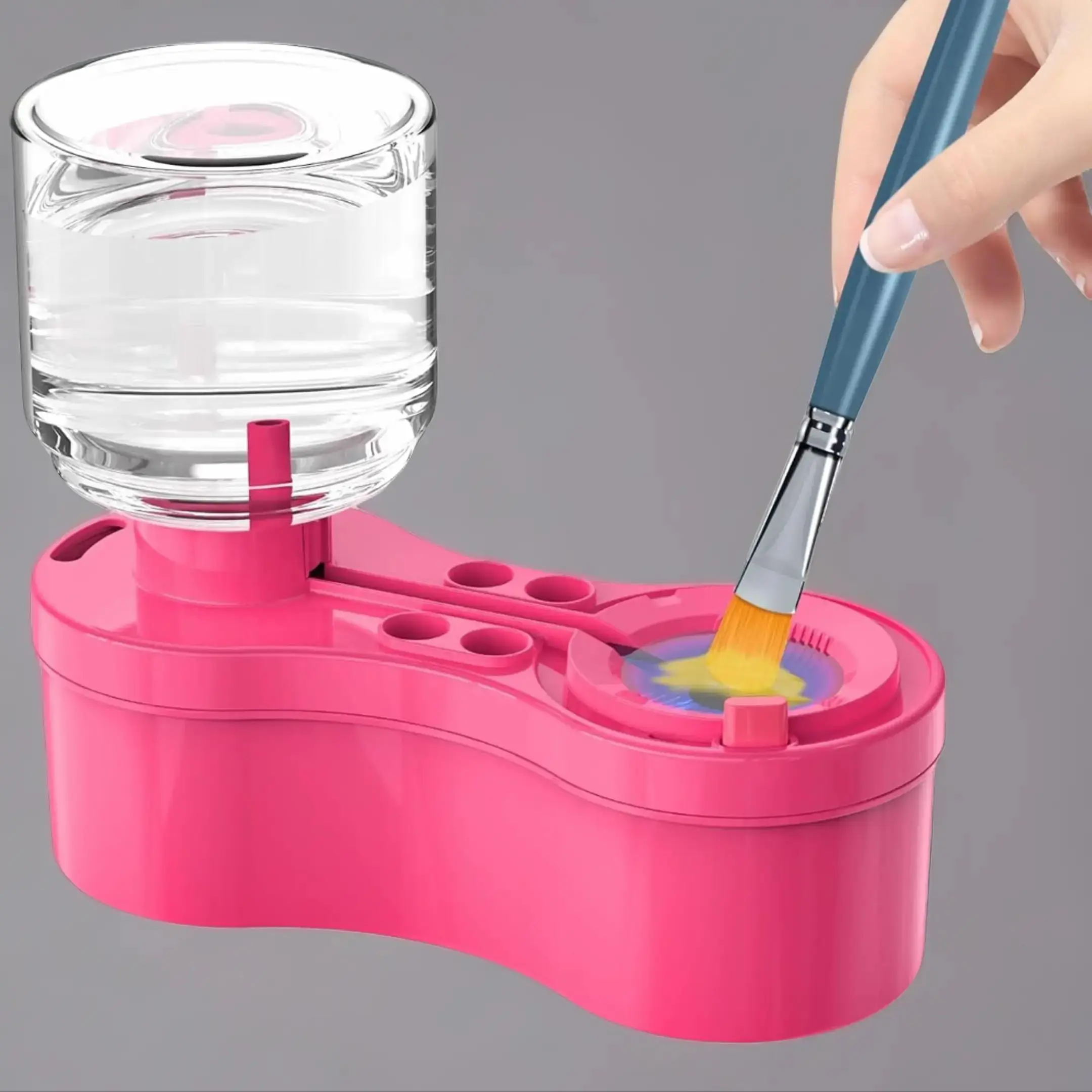 Painting Brush Cleaner, Brush Cleaning Tool with Drain Box & Water Storage Bottle & Brush Holder, Paint Brush Cleaning Tool for Acrylic Watercolor Water-based Paint, Art Materials, School Supplies Tools, Brush Maintenance, Art Set, Artist Supplies