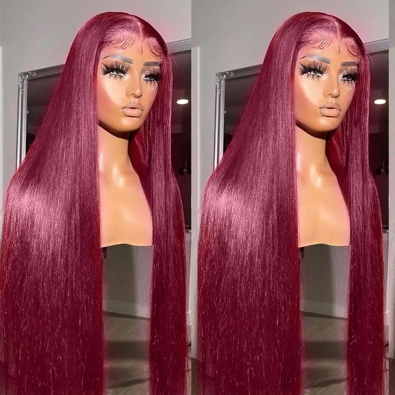 BABOSHOW 99J Burgundy Lace Front Wigs Human Hair Straight 13x6 HD Transparent Lace Frontal Wigs Human Hair Pre Plucked with Baby Hair 99J Body Wave Colored Lace Front Hair Wigs for Women