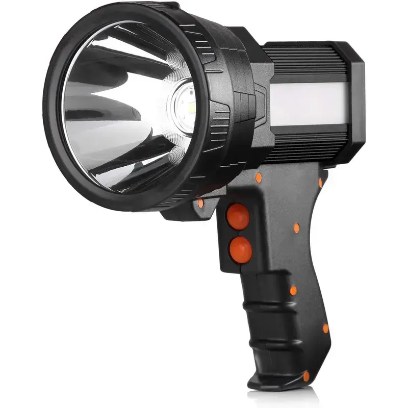 1000,000 Lumen Rechargeable Spotlight, Aluminum Alloy Handheld Flashlight, Super Bright Portable Large Spotlight for Camping Hunting Emergency
