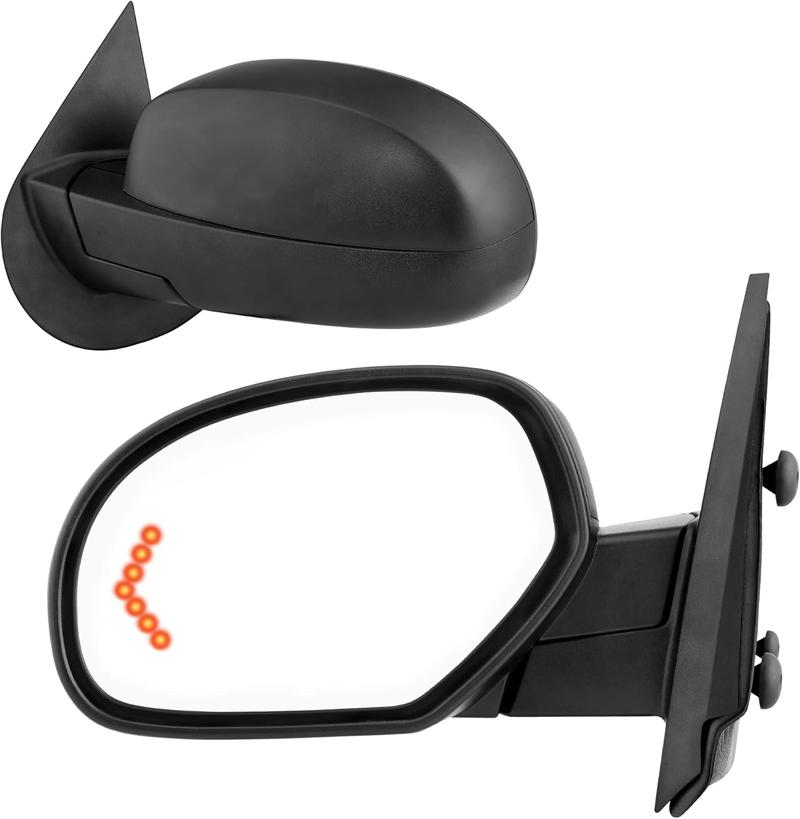 YITAMOTOR Towing Mirrors Compatible with 2007-2013 Chevy Silverado GMC Sierra 1500, 07-14 Suburban Yukon XL 1500, Power-Adjustable Glass and Heated with LED Arrow Turn Signal Side Mirrors Pair blind spot mirrors