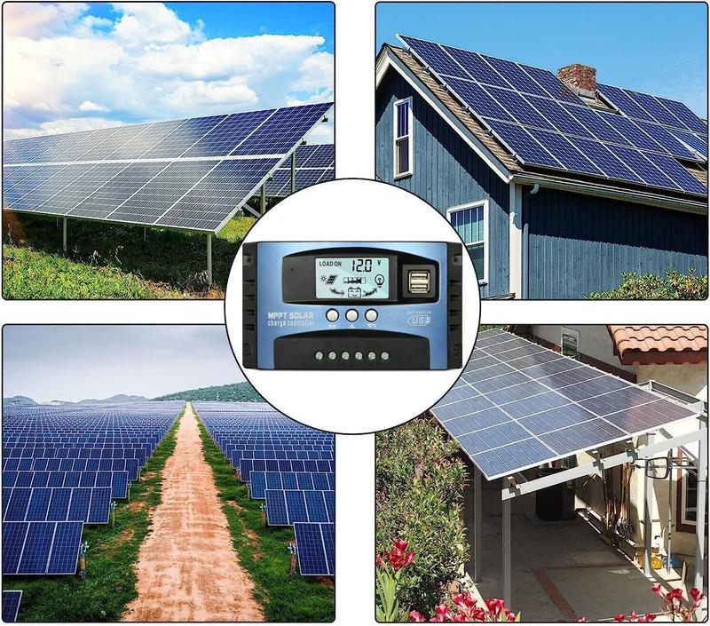 Solar Charge Controller (1 Count), PWM Auto Parameter Adjustable LCD Display Solar Panel Battery Regulator with Dual USB Port for Smart Home Use, Solar Powered Charger, Usb Solar Charging