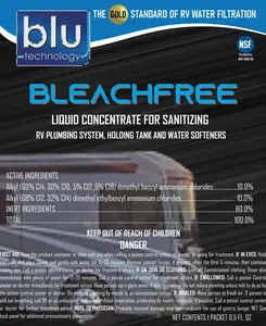 GoBluTech BLEACHFREE - RV Sanitizer Liquid Concentrate for RV Plumbing System, Holding tank and Water Softeners