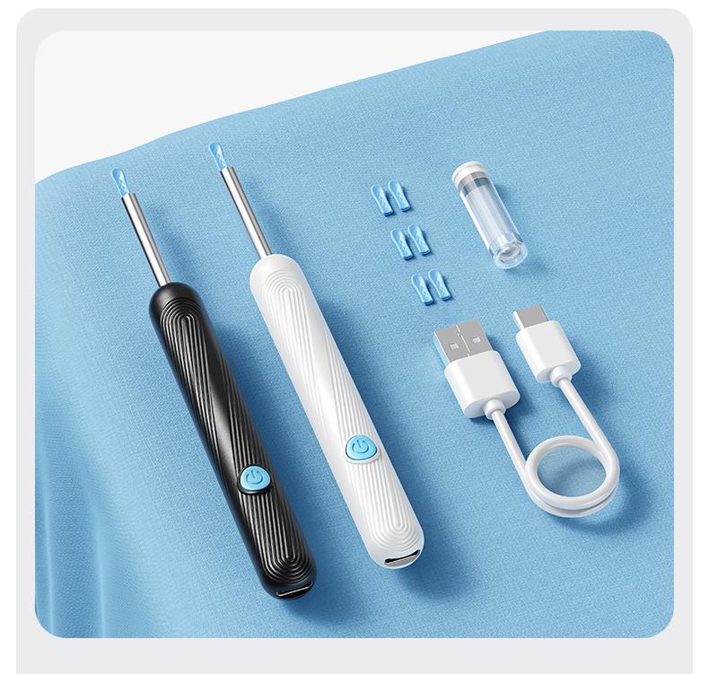 Ear Wax Removal Tool Camera with 1080P HD Ear Scope 6 LED Lights & 6 Ear Picks Black Compact Otoscope for Effective Cleaning - Earpick Flashlight