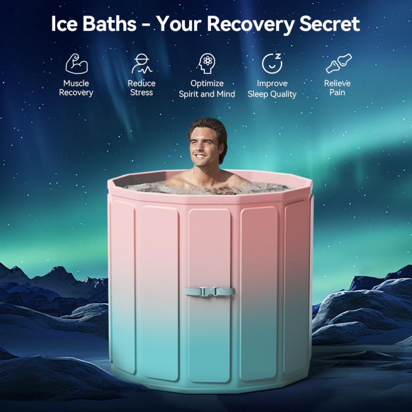 Portable Ice Bath Tub, Foldable Bathtub for Fast Muscle Recovery, Home Outdoors Gyms, Quick Opening without Installation, No Water Leakage, Ice/Hot Universal soaker  tub, Large Size 77 Gal