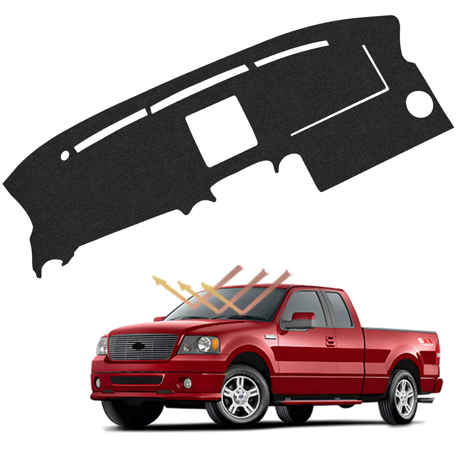 Custom Fit Dash Mat for Ford F150 F-150 2004-2008 Non-Slip Carpet Dashboard Cover Sunshade UV Protector Anti-Glare Black