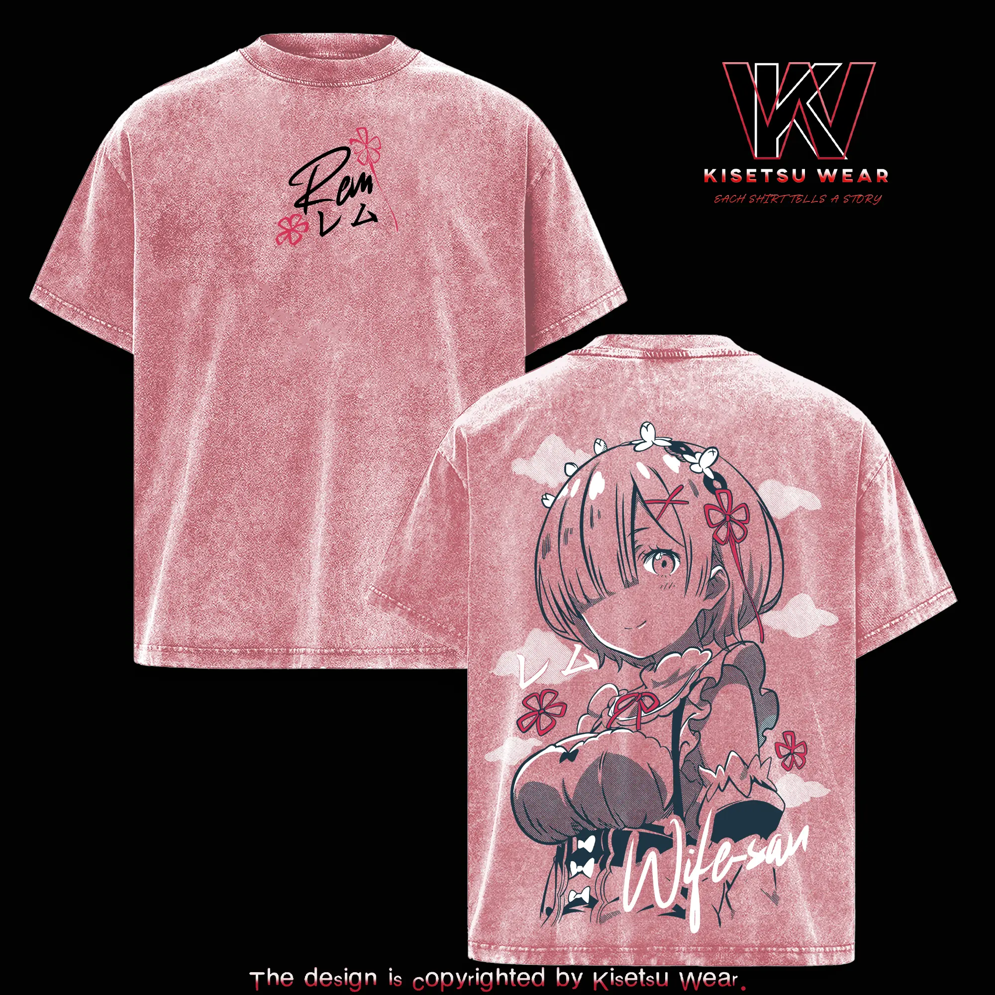 レム　Yshirt ver. Rem Re Zero T-Shirt,Cute Re Zero Ram,Subaru,Japanese,Manga Graphic