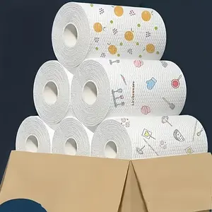 Washable Kitchen Paper Towels Reusable 2 Rolls 400 Sheets Water Absorbent Non-Stick Oil Absorbent Sturdy Durable Universal for Home Car Living Room Bathroom  for Kitchen Cleaning camp gear camping essentials