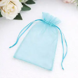 100 Pack Turquoise Organza Gift Bags with Drawstring, 5" x 7" – Wedding Party Favor Bags