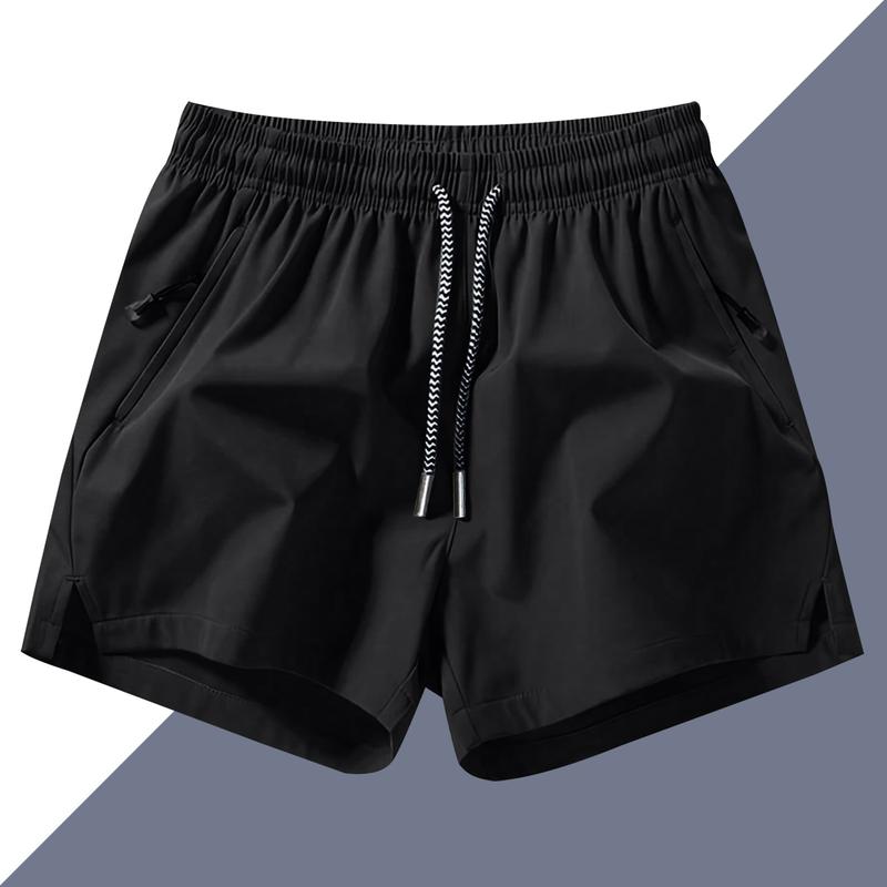Men's sports shorts, summer casual quick-drying elastic belt drawstring shorts with zip pockets for long-lasting comfort, suitable for gyms and outdoor leisure activities