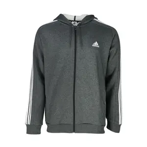 adidas Mens Essentials Fleece 3-Stripes Hoodie Athletic Outerwear Casual - Grey