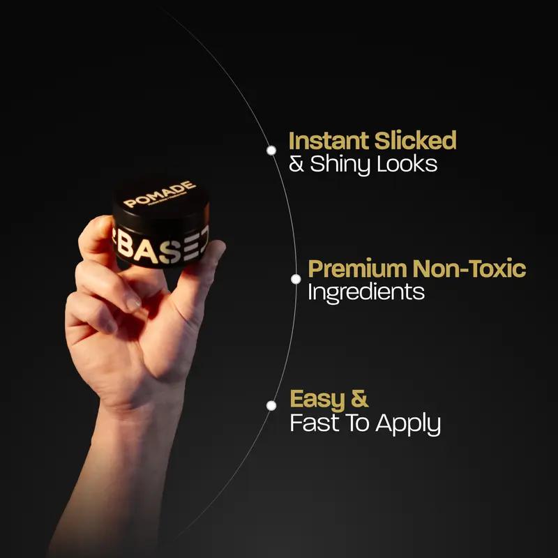 BASED Pomade | Medium Hold & Medium Shine Finish | Simple Effective Styling for All Hairstyles | Natural Vibe | Resists Humidity | Gentle on Hair | All-Hairstyle Versatility