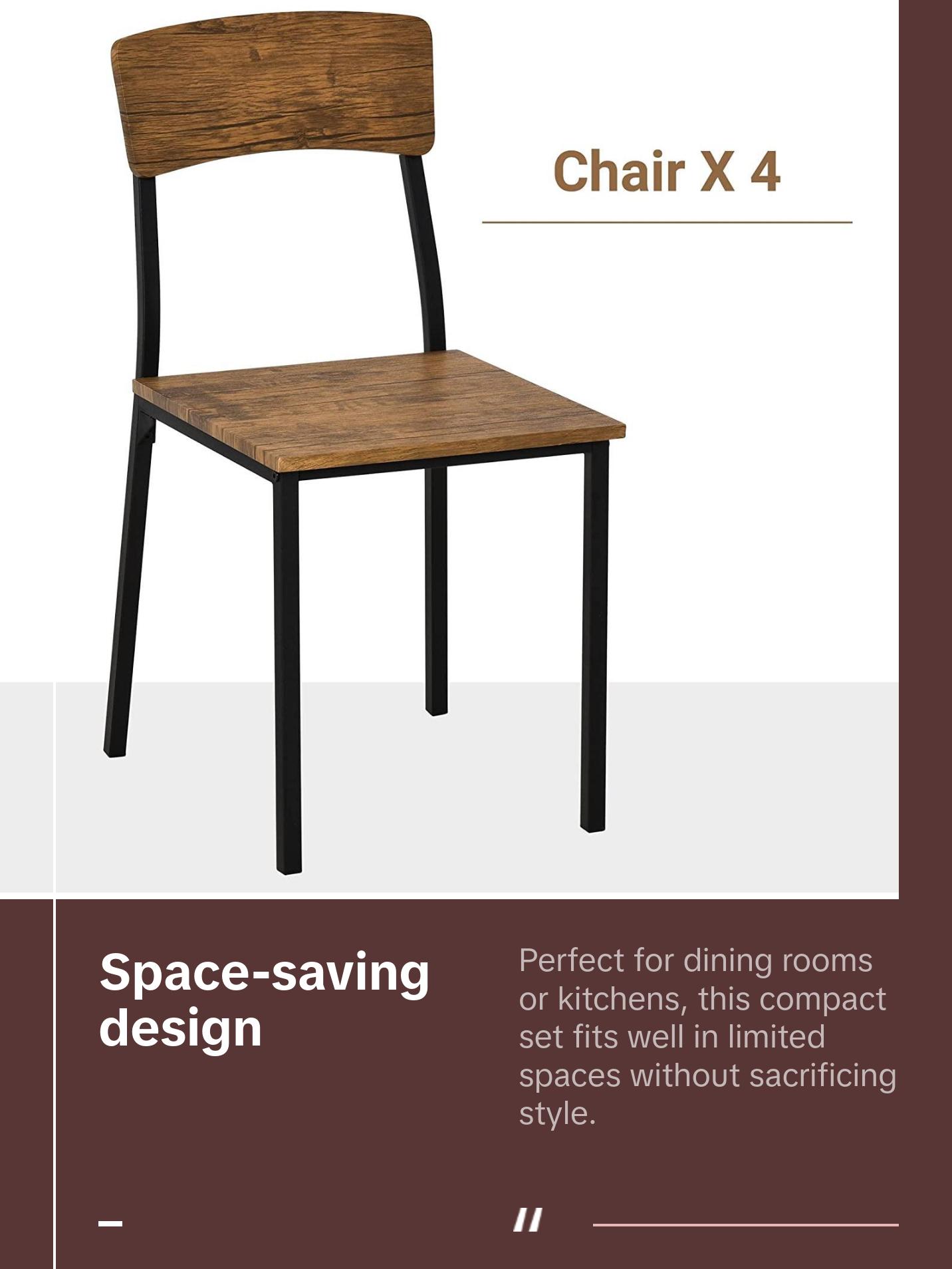 Charming 5 Piece Dining Table Set Modern Counter Height Dining Table and Chairs Set Dark Walnut