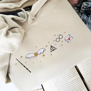 Wizard Wand Shop Embroidered Sweatshirt, Wizard Hoodie, Universal Trip Sweater,Book Shop, Gift For Book Nerd, Bookish Pullover