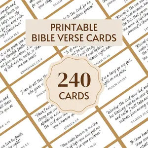 240 Printable Bible Verse Cards, Inspirational Scripture Cards, Christian Affirmation Cards, Encouraging & Uplifting Bible Quotes