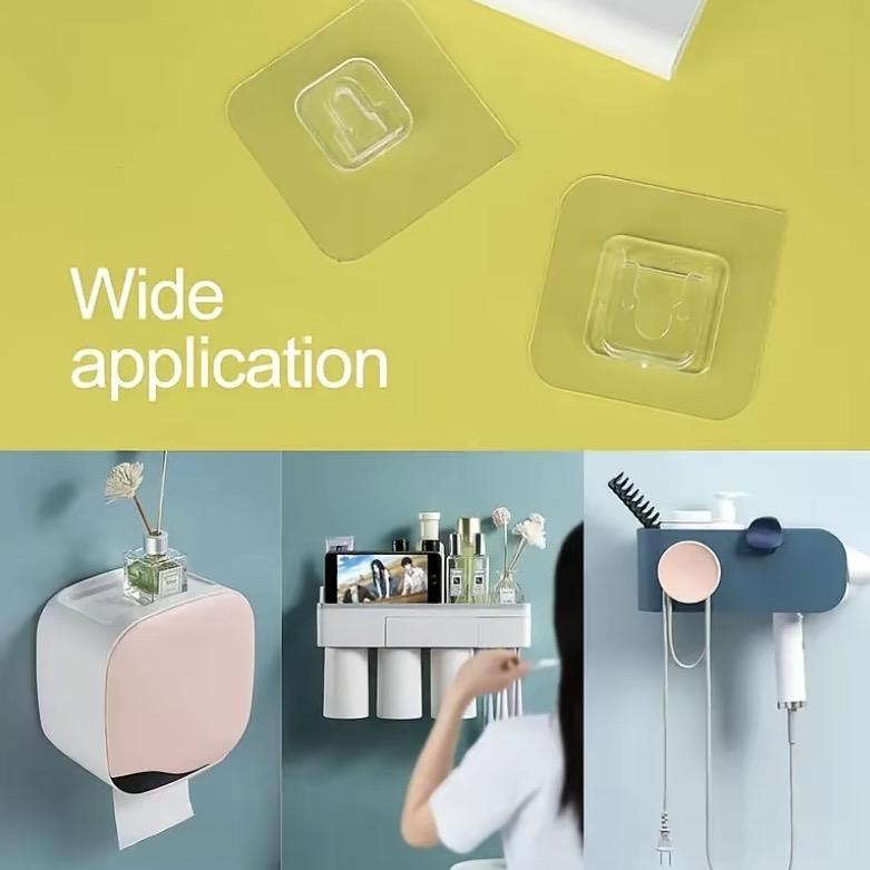 10 Pairs Double Sided Adhesive Wall Hooks, Minimalist Buckle Self Adhesive Hooks, Punch-free Storage Hooks Organiser 10Pcs Plastic Installation Mount Room Hangable